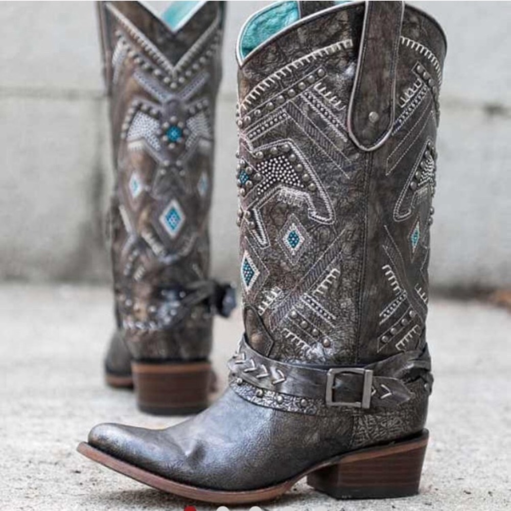 Corral black and teal boots